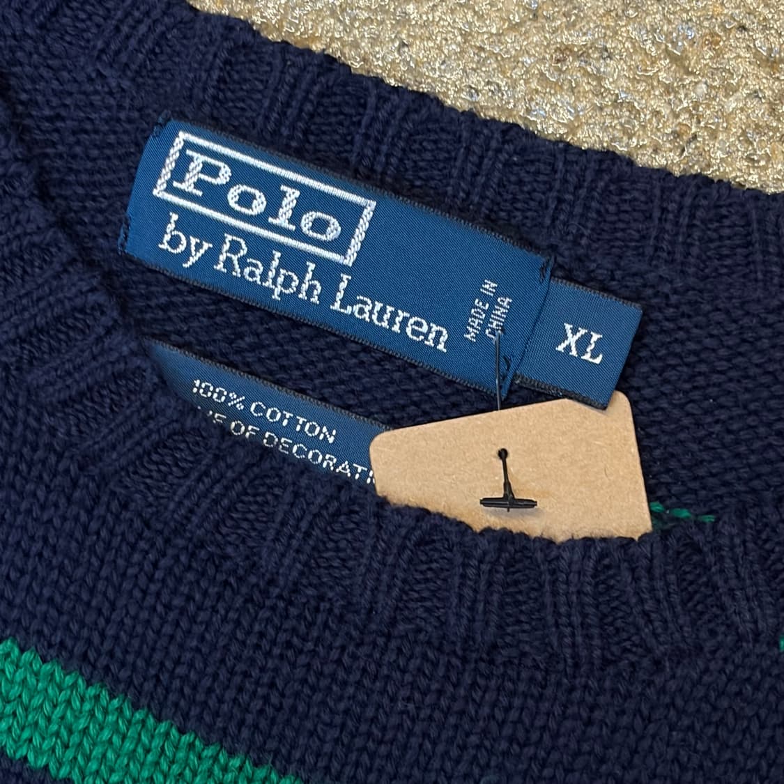 90s USA 빈티지 폴로랄프로렌 스트라이프 단가라 헤비코튼 니트 상품이미지5