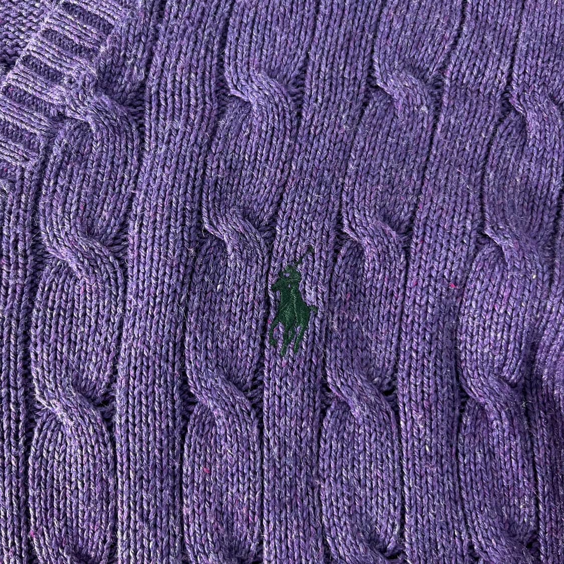 100 폴로랄프로렌 실크 꽈배기 브이넥 퍼플 니트 상품이미지3