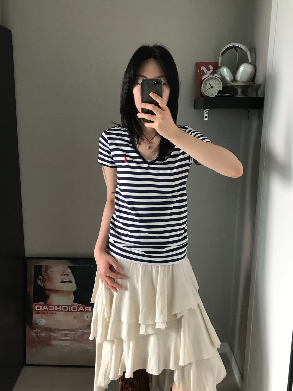 폴로 랄프로렌 포니로고 스트라이프 브이넥 반팔티 상품이미지1