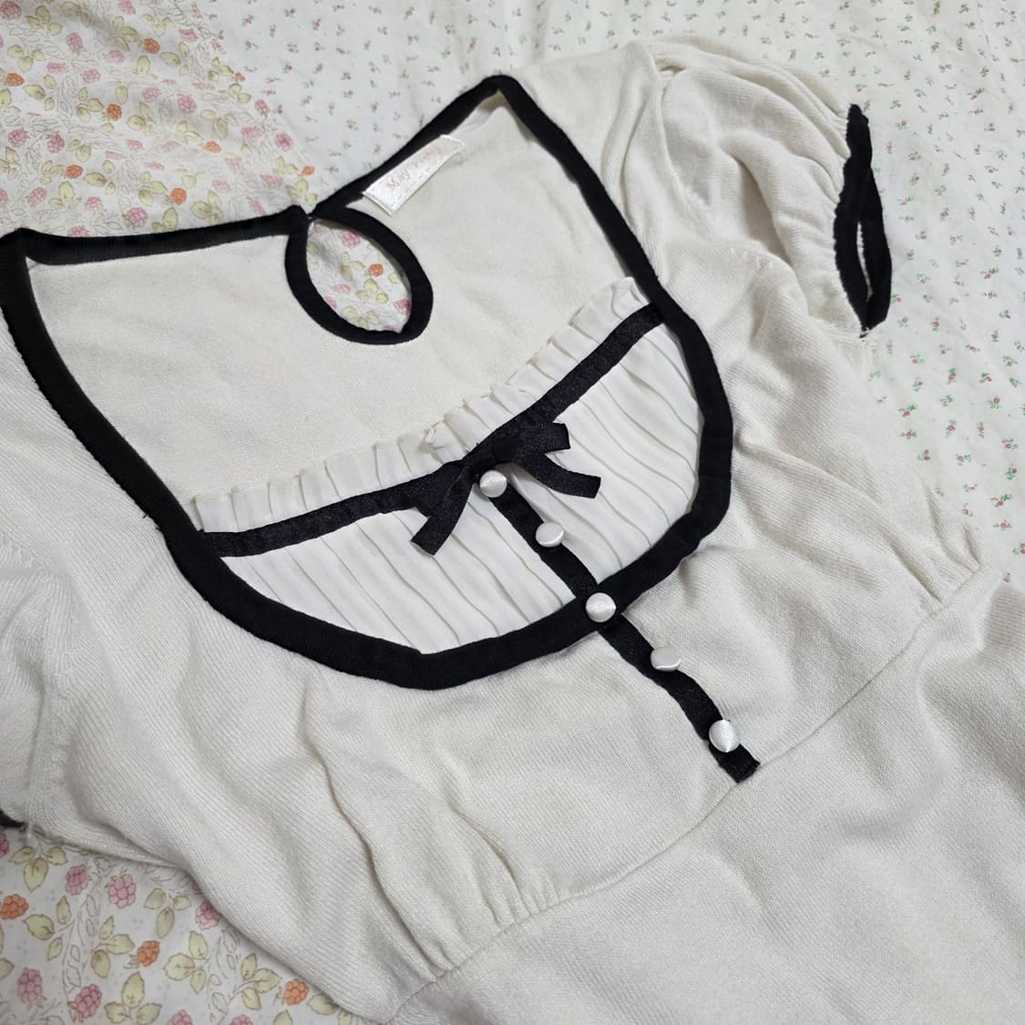 빈티지  화이트 리본 로걀 리즈리사 히메갸루 일브 상품이미지3