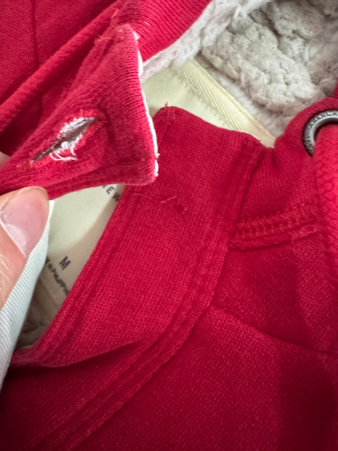 희귀!! 여성 아베크롬비 스펠 로고 양털 후드 자켓 레드 상품이미지3