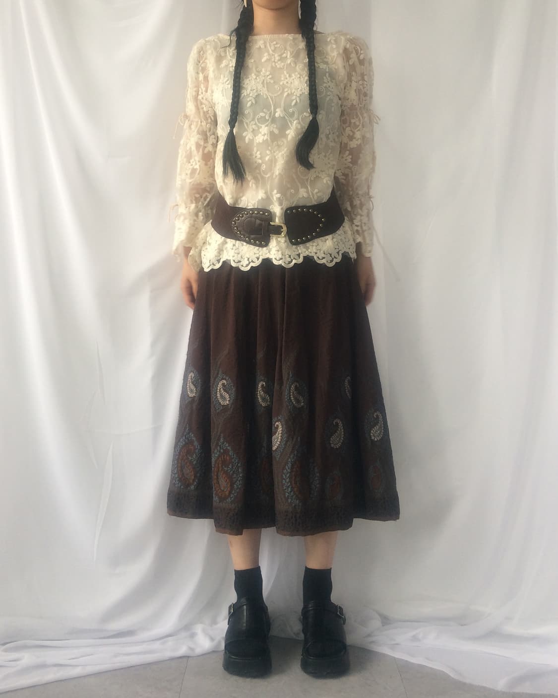 Tied point ornament pattern blouse 상품이미지8