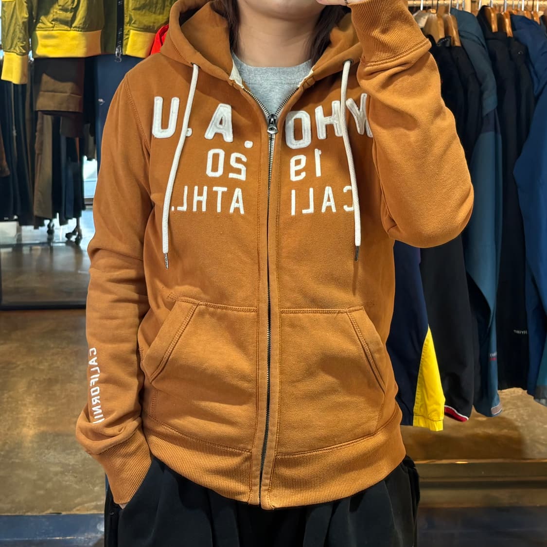 후아유 카멜 후드집업 상품이미지1