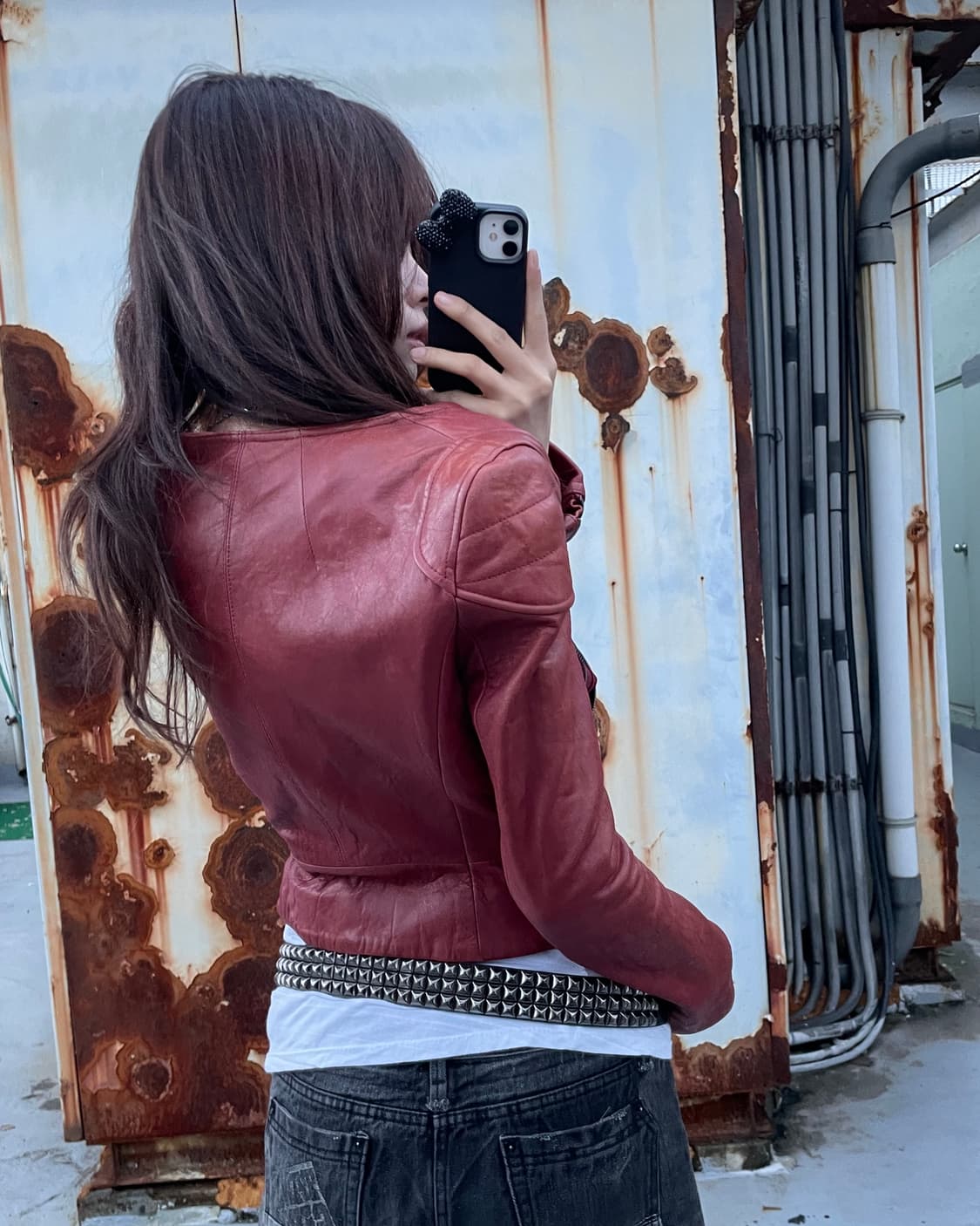 🎸레드 숄더 디테일 레더 자켓🎸 상품이미지2