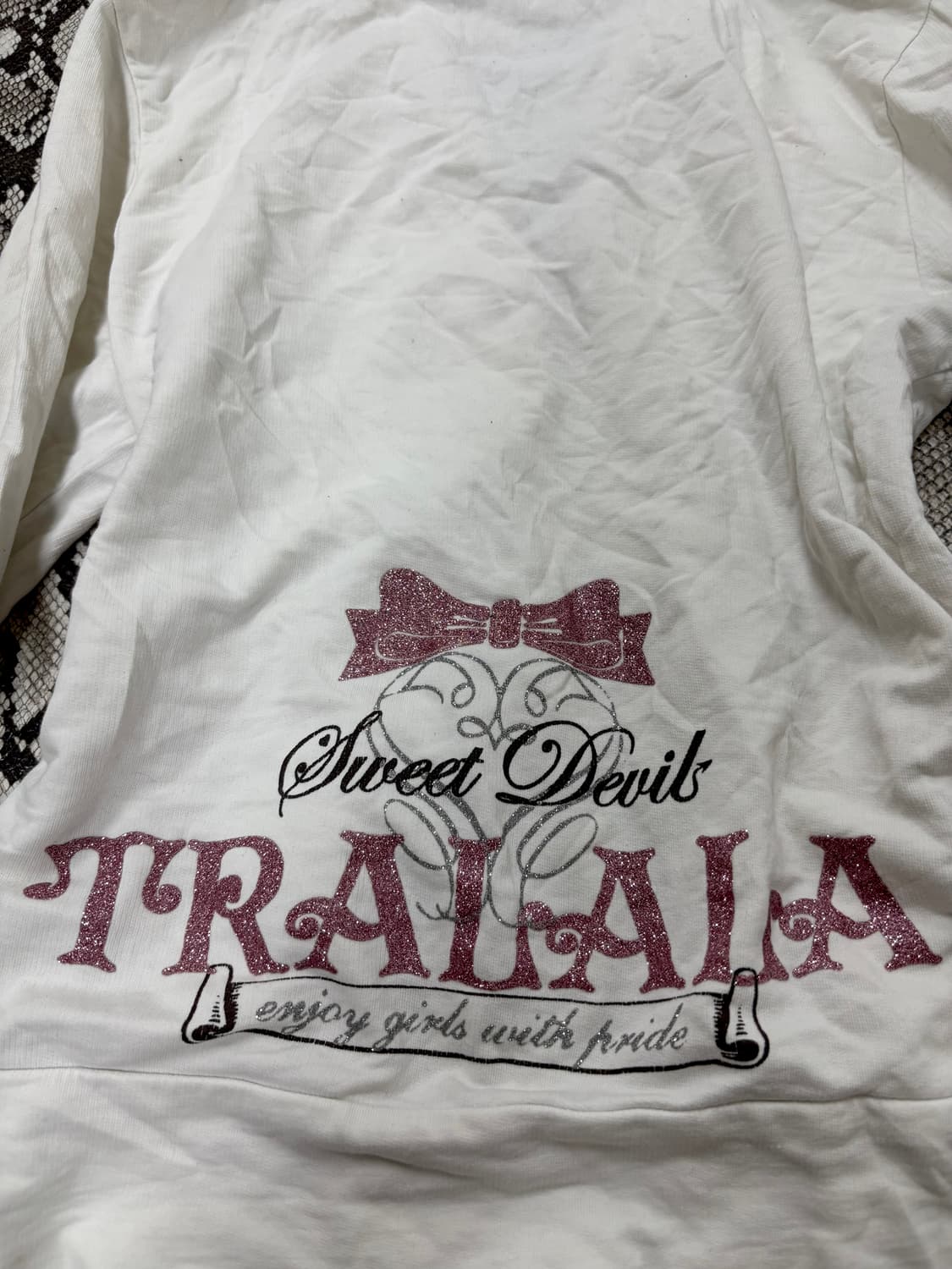 “Tralala” White Y2K Print Slim Fit Hoode 상품이미지7
