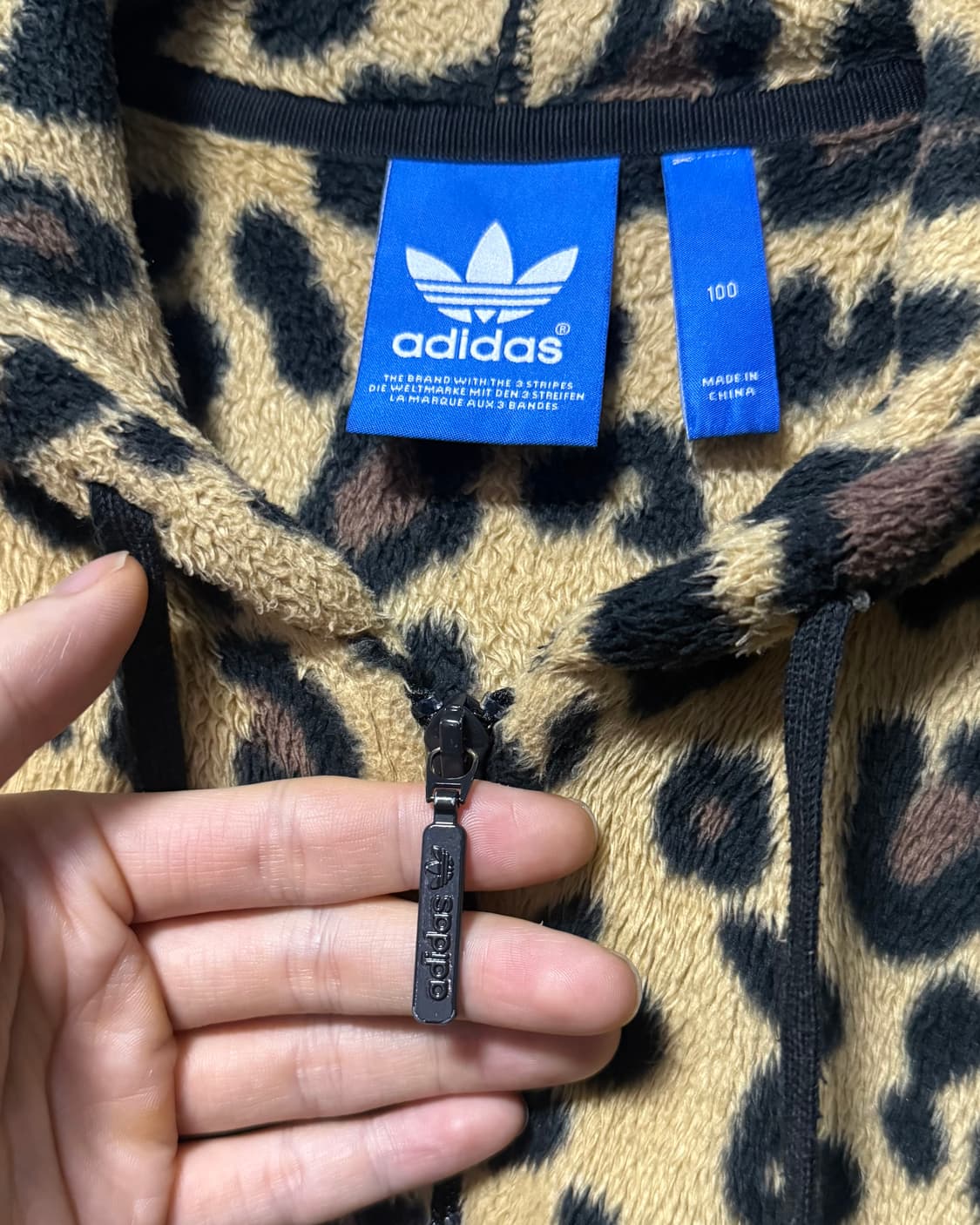 아디다스 호피 레오파드 털 후리스 후드집업 100 L 갸루 로리 펑크 퍼 상품이미지6