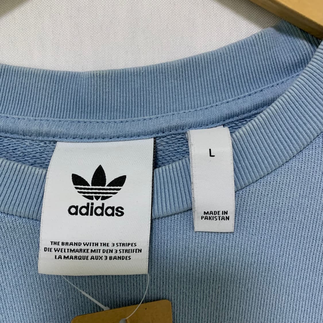 아디다스 빈티지 트레포일 로고 맨투맨 하늘색 L 상품이미지7
