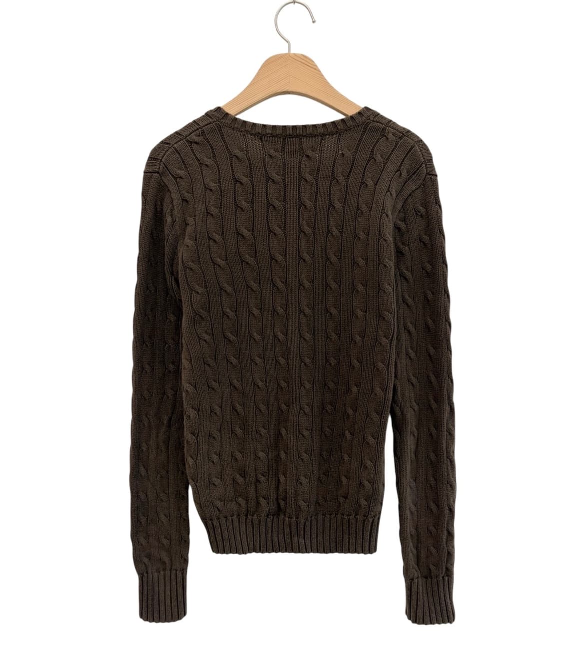 폴로 브이넥 꽈배기 케이블 니트 브라운 (여성S) 상품이미지7