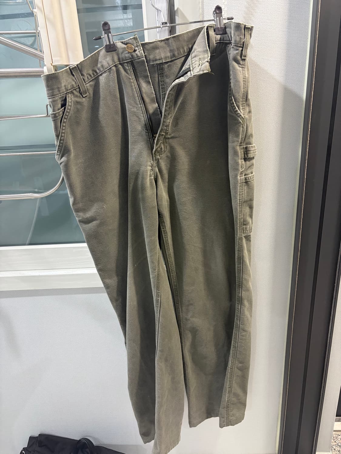 칼하트 빈티지 더블니 모스그린 38 32 판매 상품이미지3