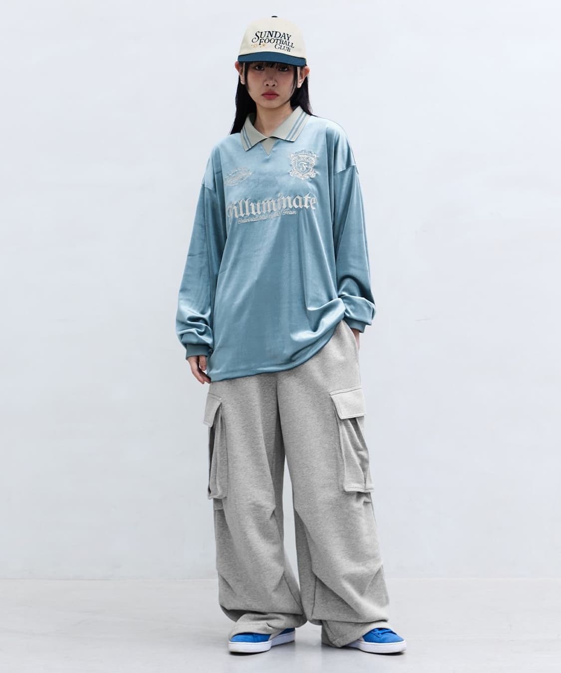 필루미네이트 벨루어 칼라 롱 슬리브 스카이블루 상품이미지4