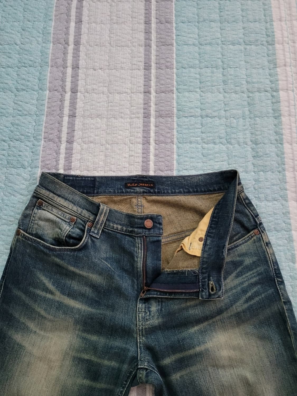  누디진 Nudie jean 씬핀 오가닉 그린블루 스판슬림진 32-33 상품이미지2