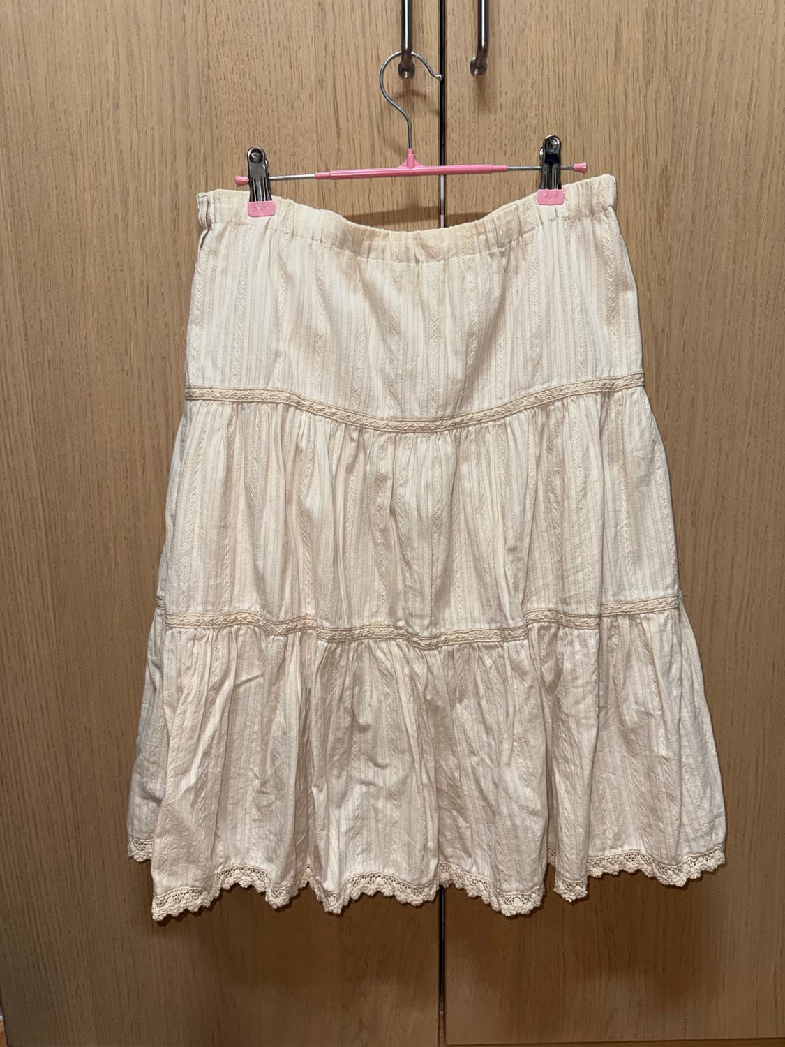 모리걸 아이보리 레이스 캉캉 미디스커트 상품이미지1