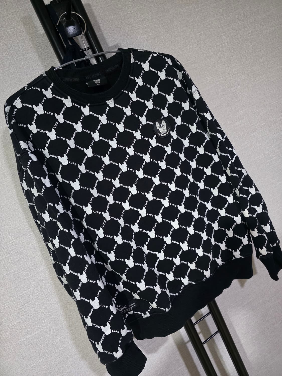 라이프워크 패턴 블랙 기모 트레이닝 세트 XS 상품이미지3