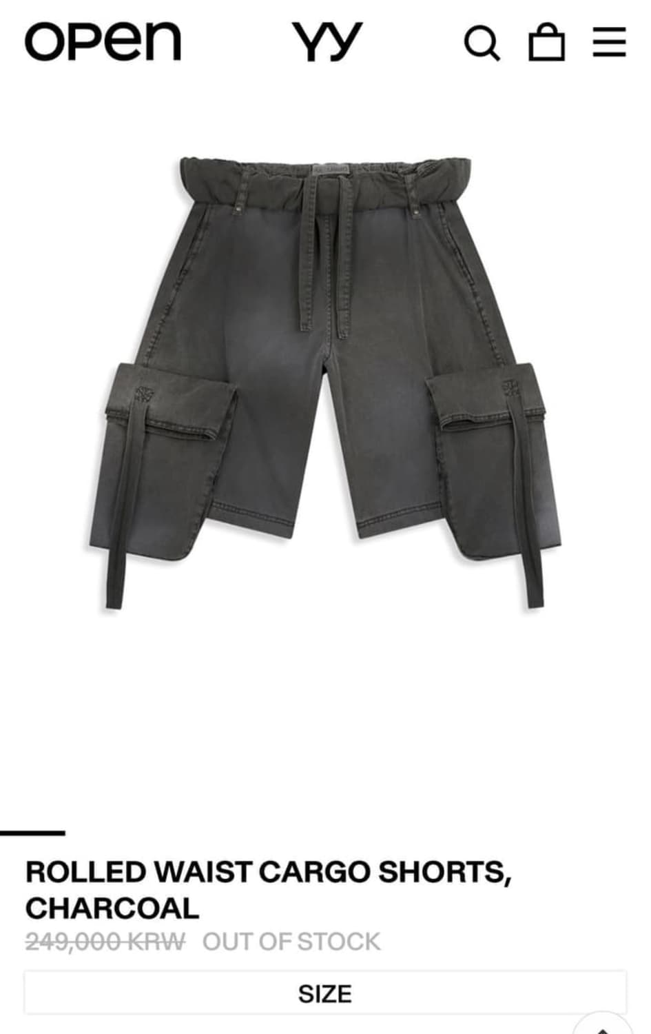 오픈와이와이 ROLLED WAIST CARGO SHORTS, CHARCO 상품이미지1