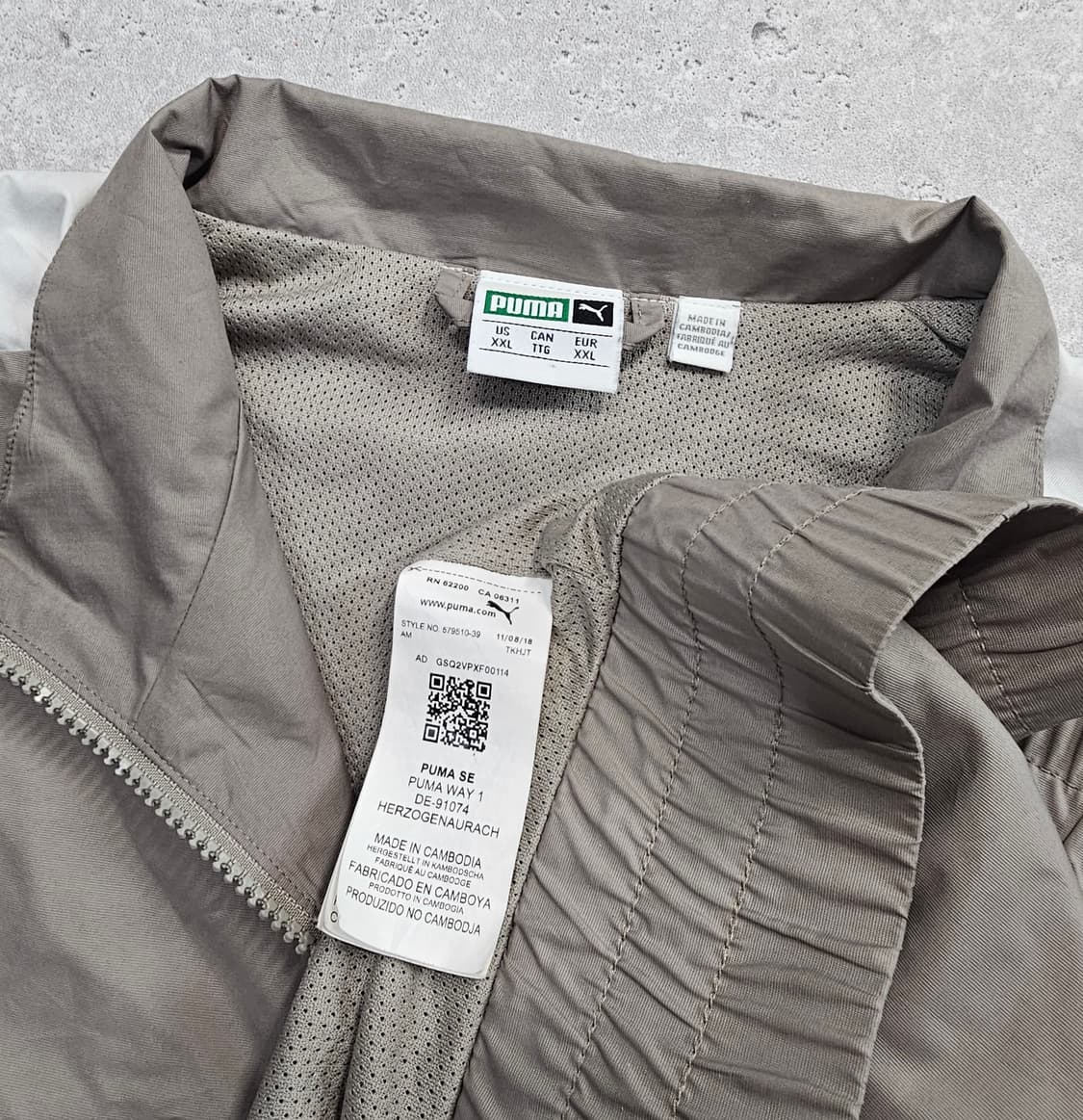 2XL 푸마 신형 카키 바람막이 카모 자켓 상품이미지6