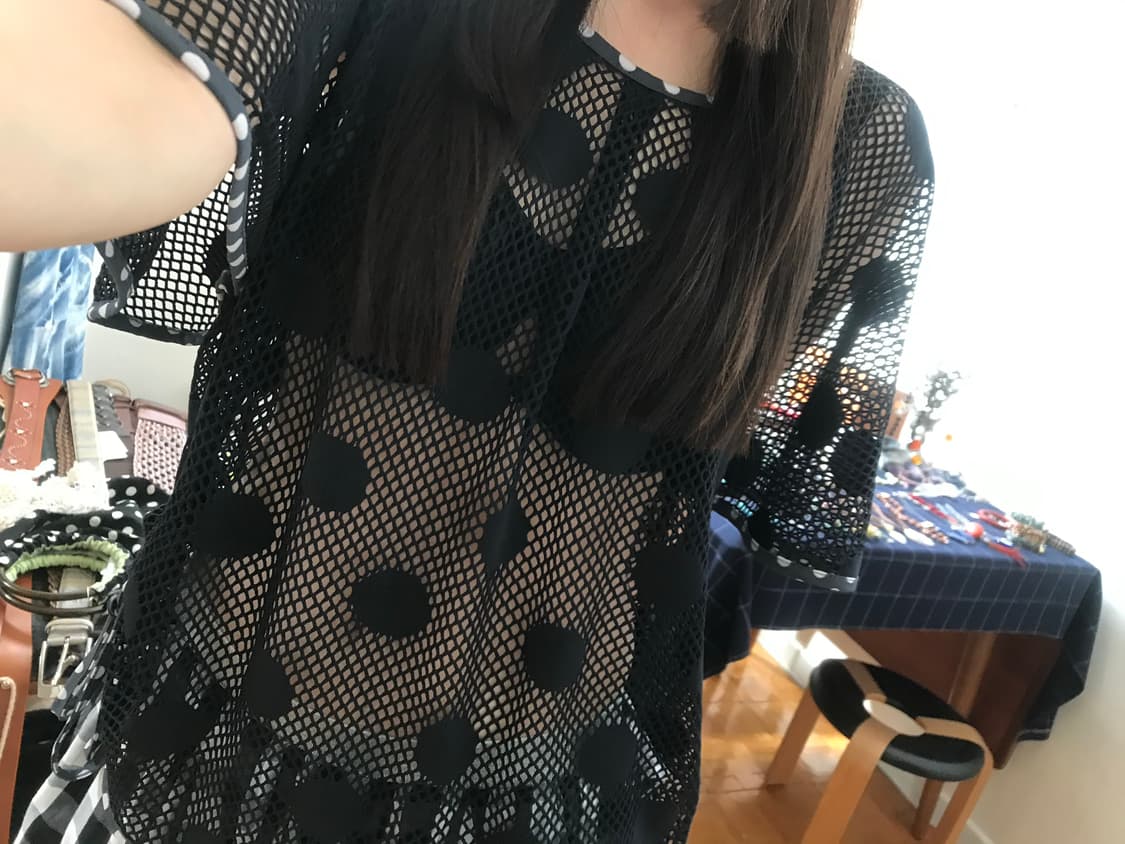 vintage dot pattern net top 상품이미지1