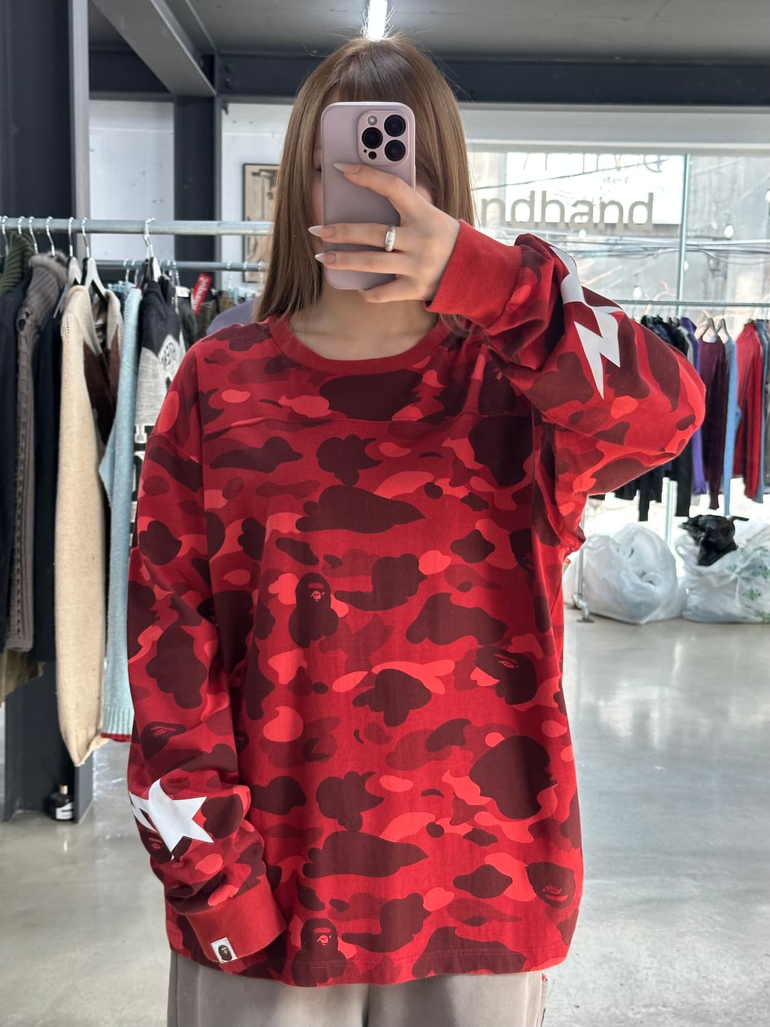 베이프 스타카모 롱슬리브긴팔티 적계 상품이미지1