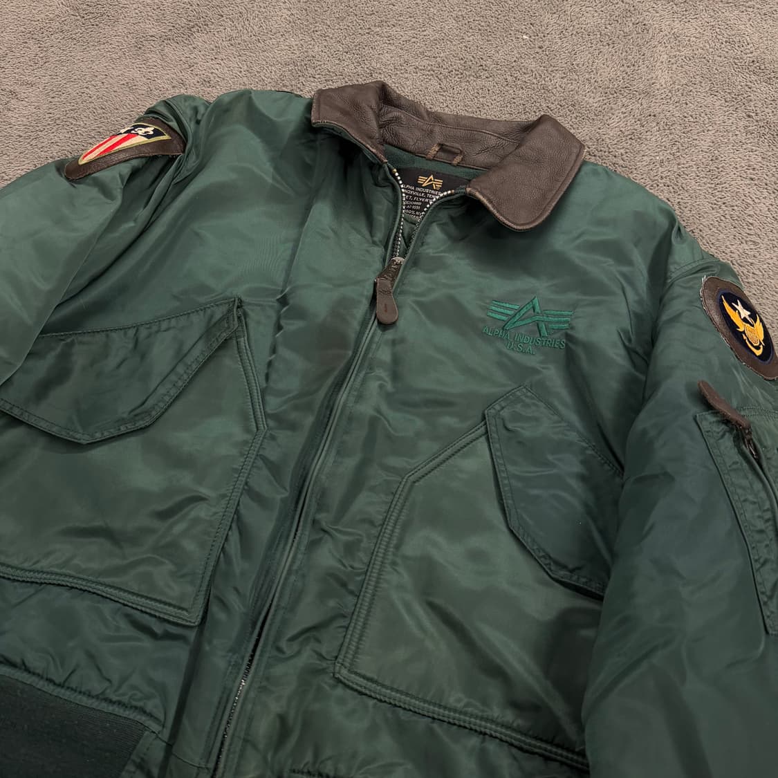 [정품/XL] 알파인더스트리 MA-1 가죽 배색 항공점퍼 상품이미지1