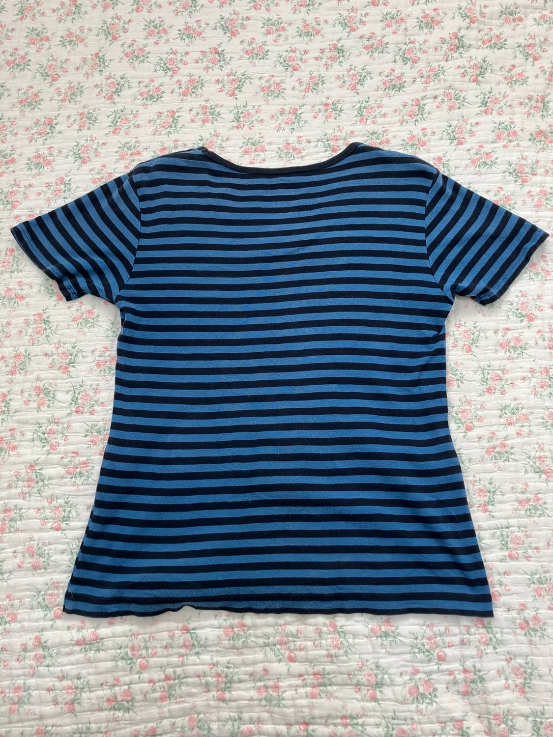 빈티지 블루 스트라이프 모리 반팔 1114 모리걸 y2k 스트릿 갸루 펑 상품이미지4