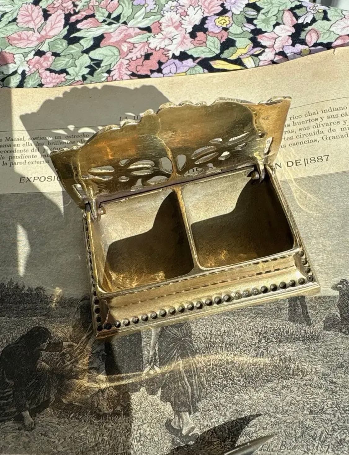 빈티지 아르누보 브라스 우표 홀더 케이스 상품이미지3