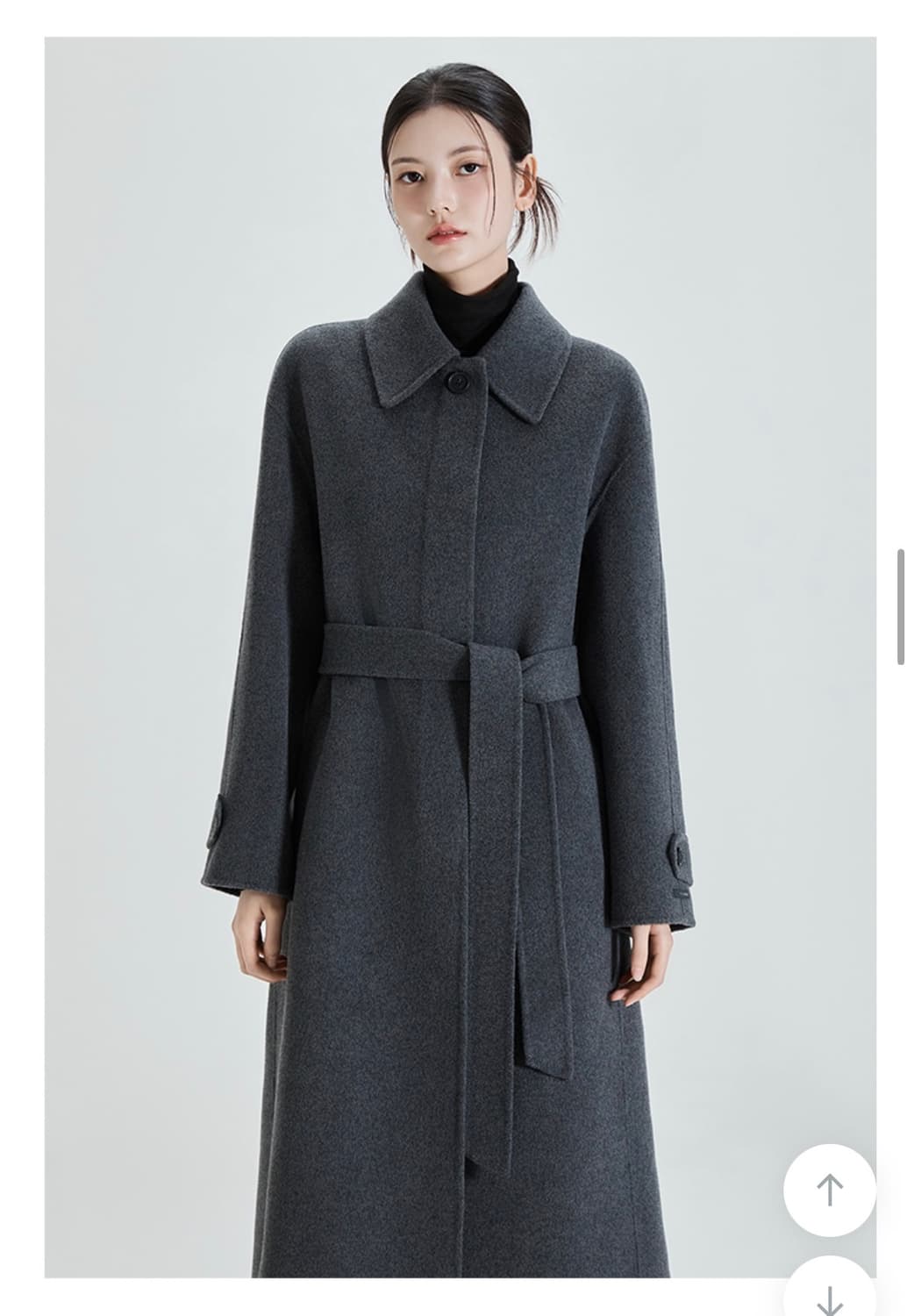 미쏘 핸드메이드 벨티드 롱코트 다크 그레이 90 상품이미지1