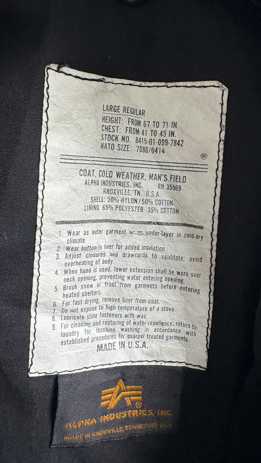 알파인더스트리 m65 L 상품이미지2