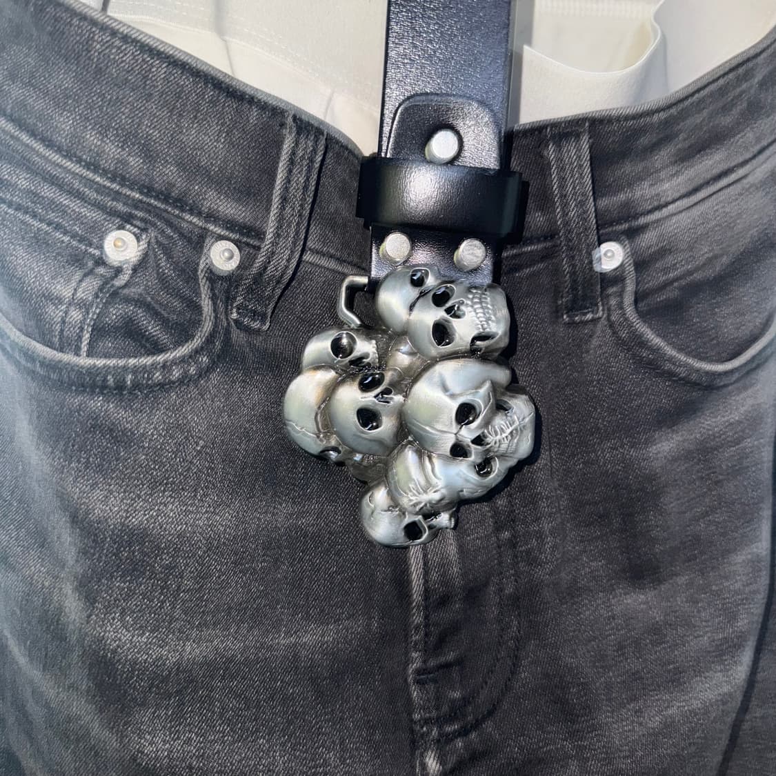 skulls cow leather belt black/brown 상품이미지3