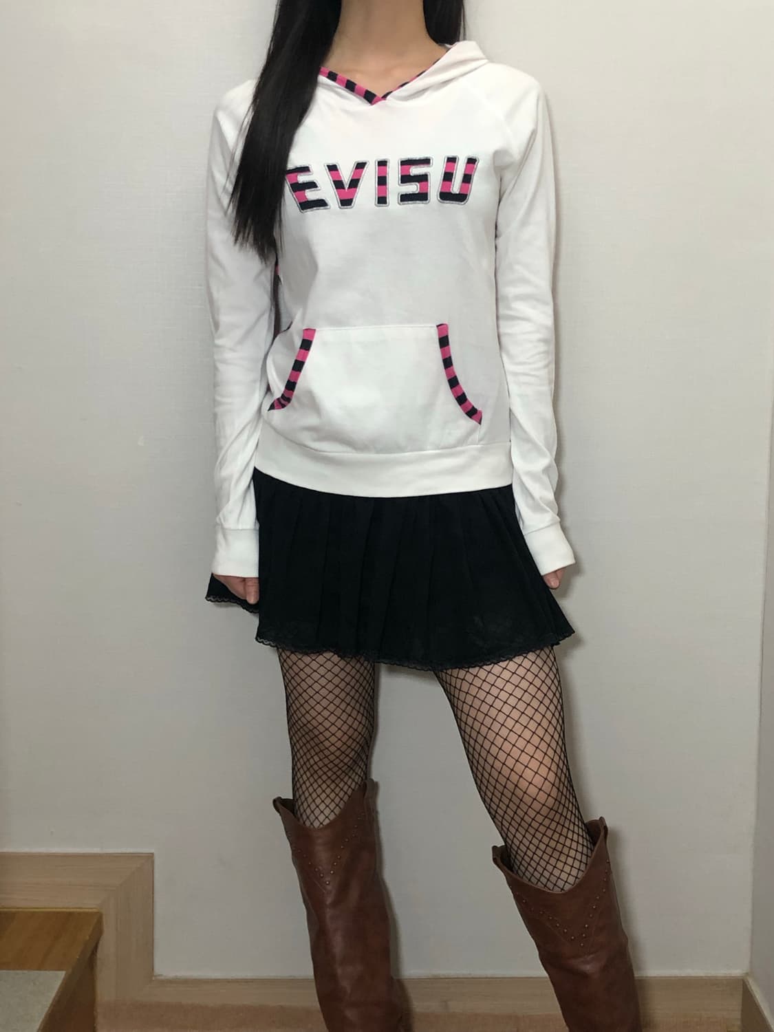 빈티지 에비수 펑크 스트라이프 후디 상품이미지2