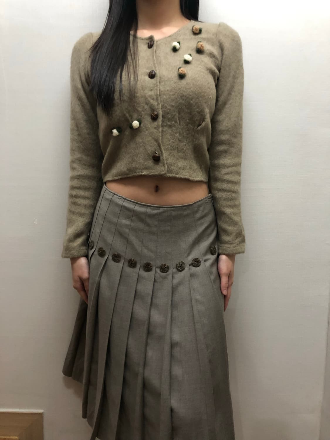 빈티지 베이지 니트 가디건 상품이미지4