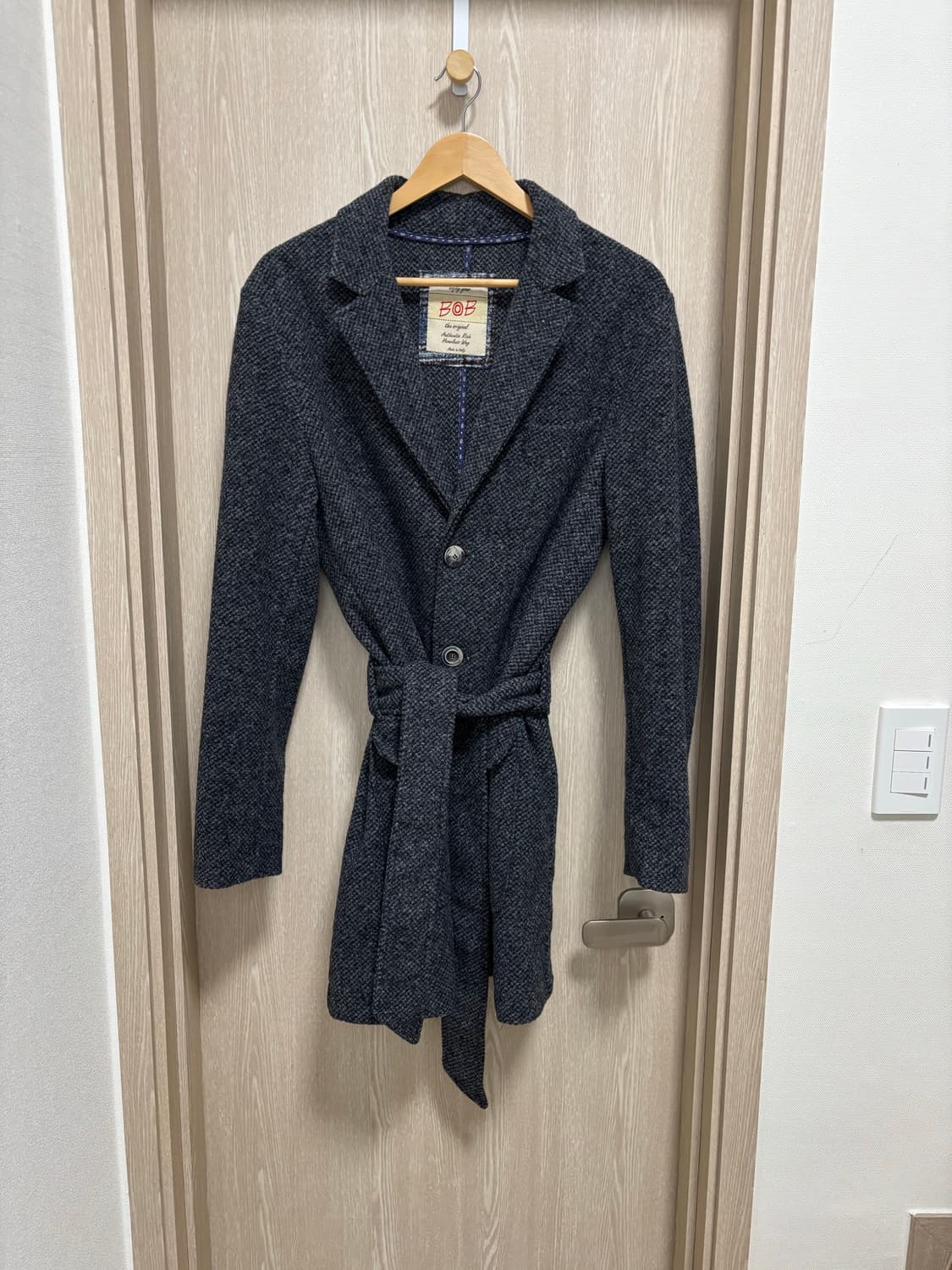 이태리 BOB 트위드 벨티드 코트100/그레이 상품이미지3