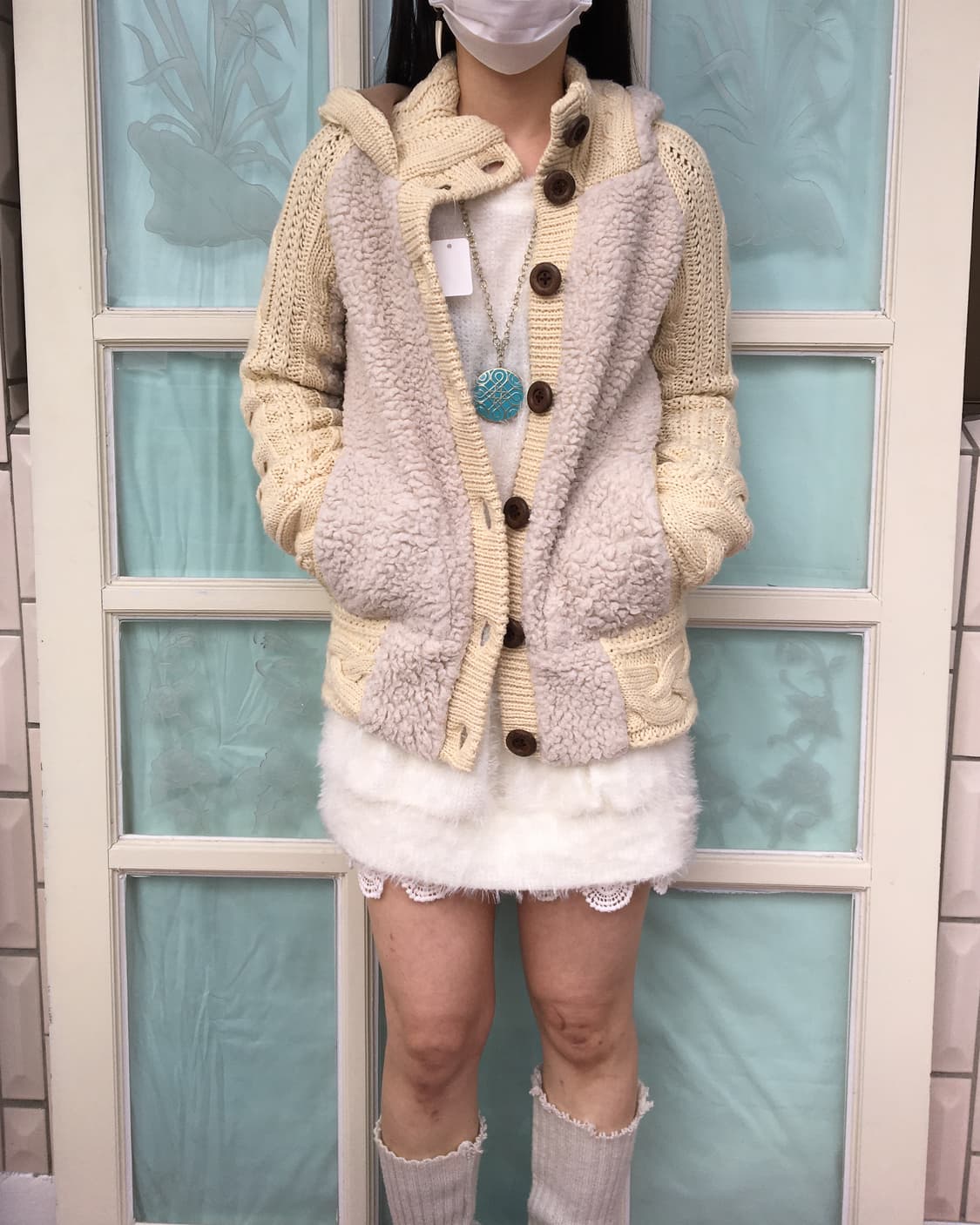 Fleece layer cable knit jacket 상품이미지7