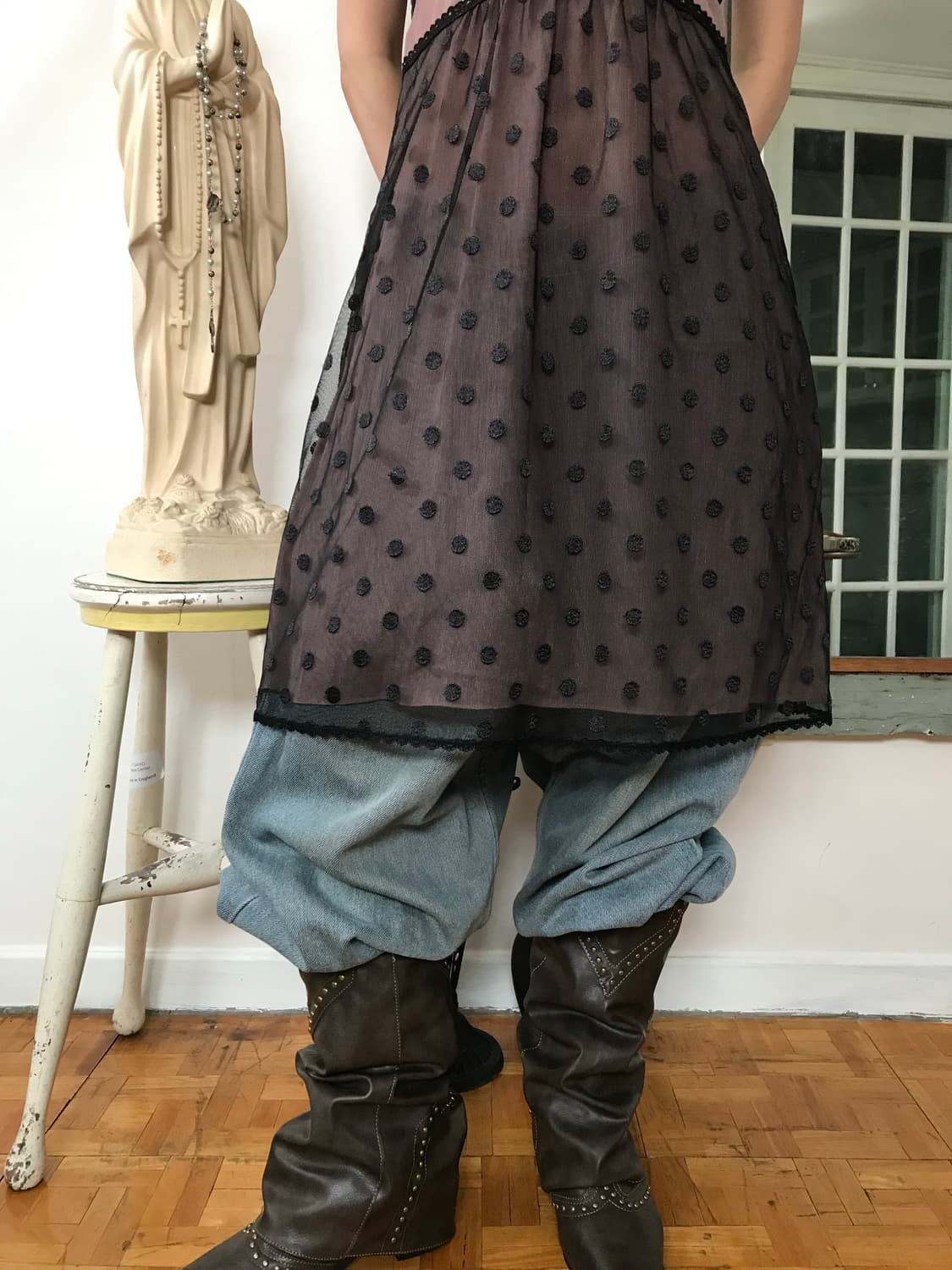 vintage see-through dot one-piece 상품이미지4