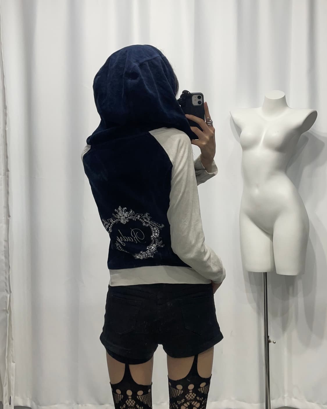 🎸네이비 백 디테일 후디🎸 상품이미지3