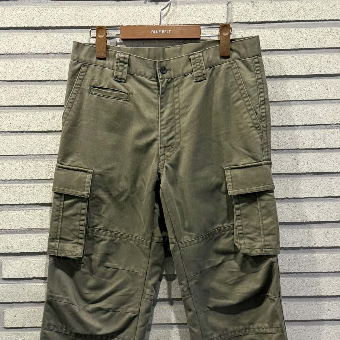 JPN VINTAGE 카고 워크 팬츠 플랩 포켓 레귤러 핏 디테일 카키 상품이미지3