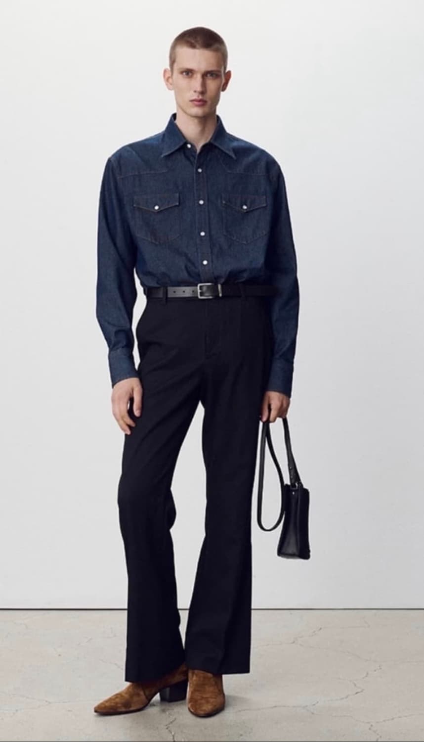 토니웩 린스드 웨스턴 데님 셔츠 인디고 M 상품이미지1