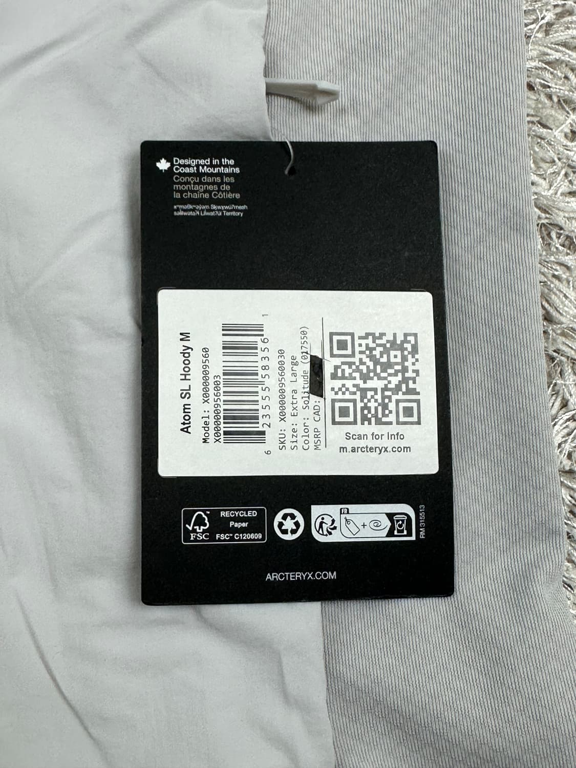 [XL] 정품 새상품 아크테릭스 아톰 SL 후디 솔리튜드 상품이미지6