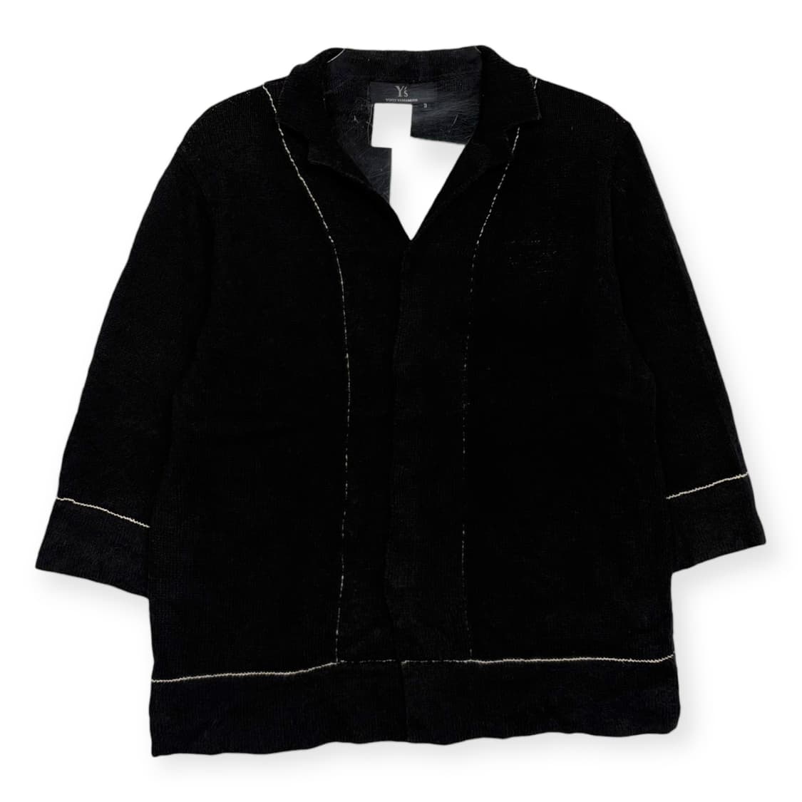 요지야마모토 패턴 반팔 니트 가디건 상품이미지1