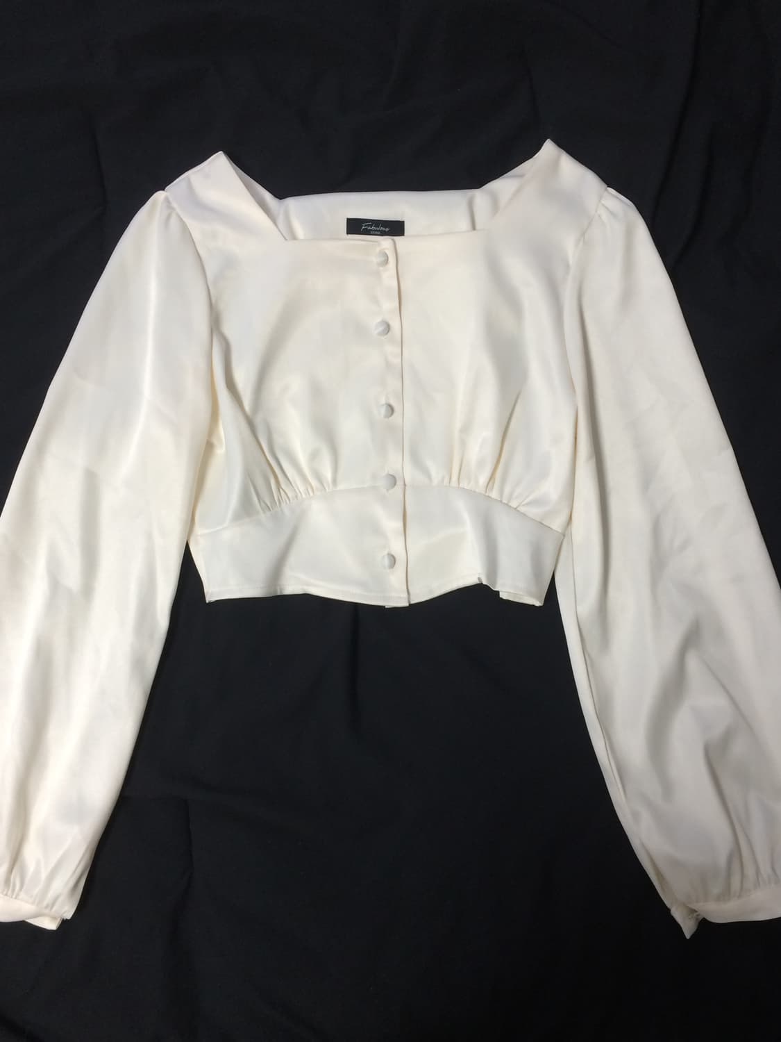 크롭 블라우스 아이보리 상품이미지4