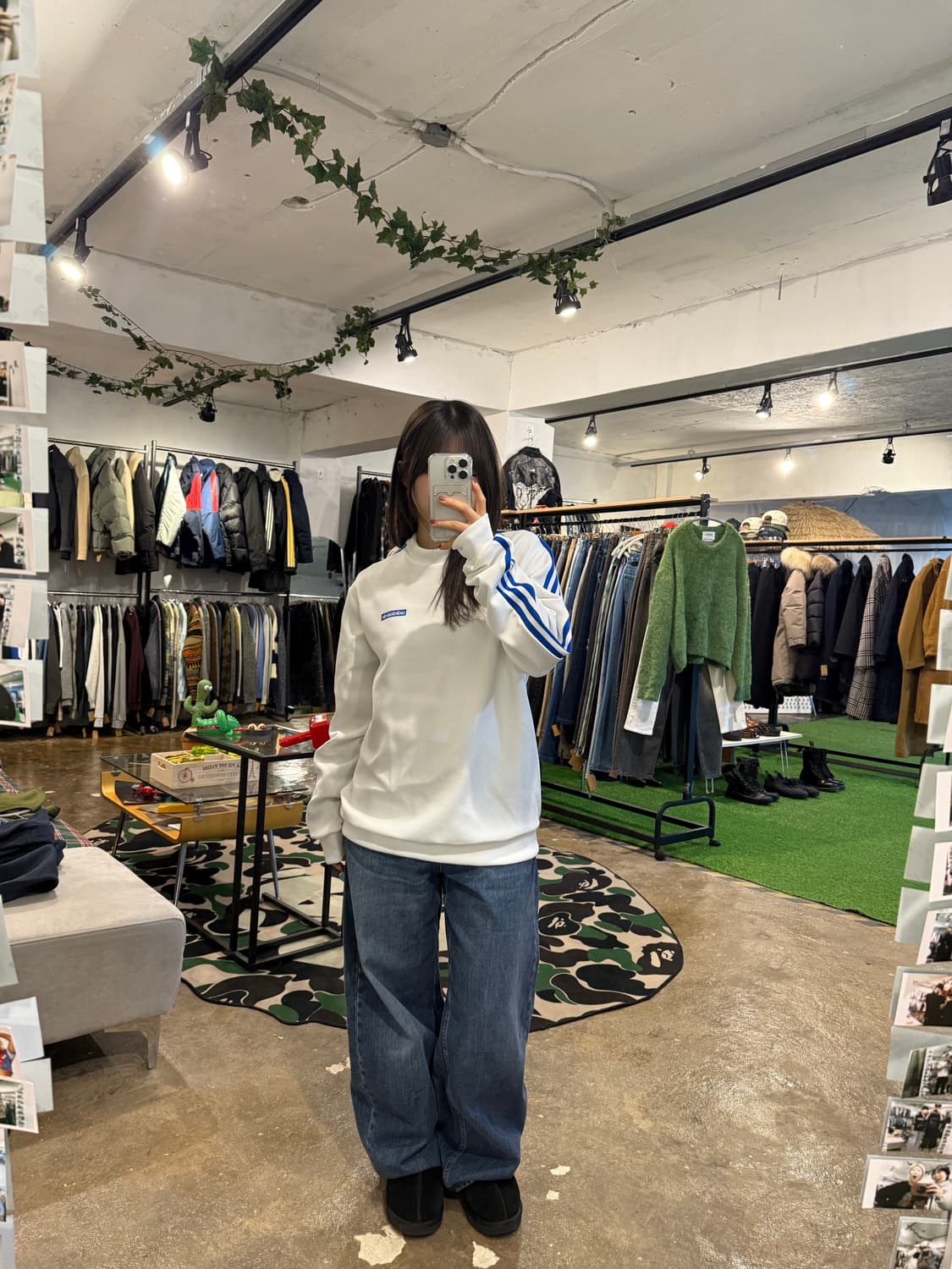 아디다스 화이트 블루 와플 맨투맨 상품이미지6