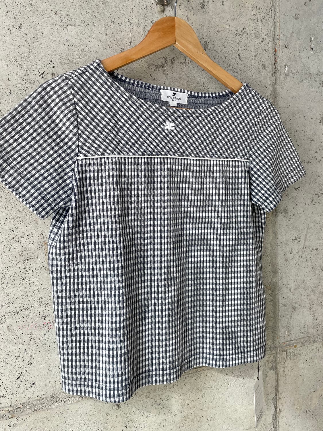 00s Courreges 꾸레쥬 로고 체크 탑 상품이미지7