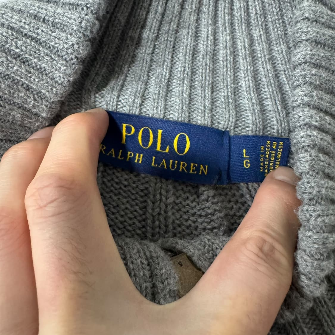 신형 폴로 랄프로렌 그레이 꽈배기 반집업니트 상품이미지4