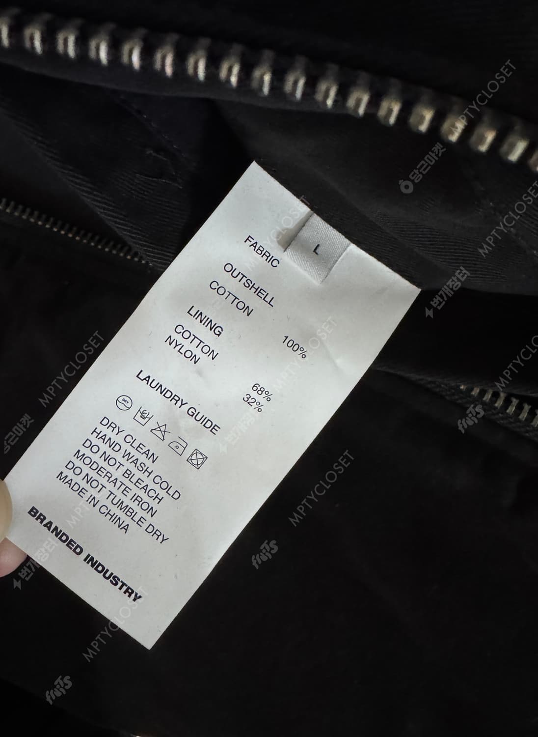 [L] 브랜디드 셔링 후드 봄버 블랙 상품이미지3