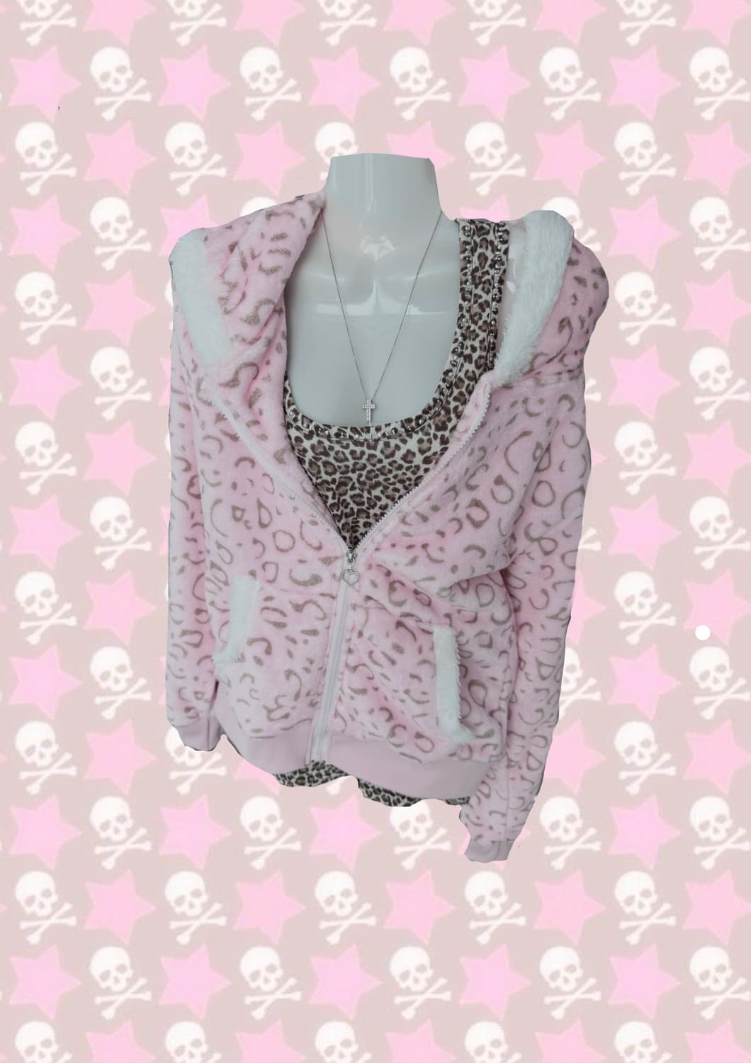 갸루 호피 슬리브리스+호피 집업 일괄 상품이미지1