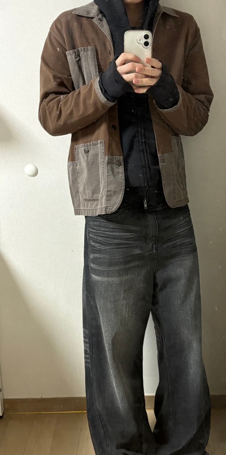 DNSR 와이드 플레어 데님 팬츠 블랙 상품이미지2