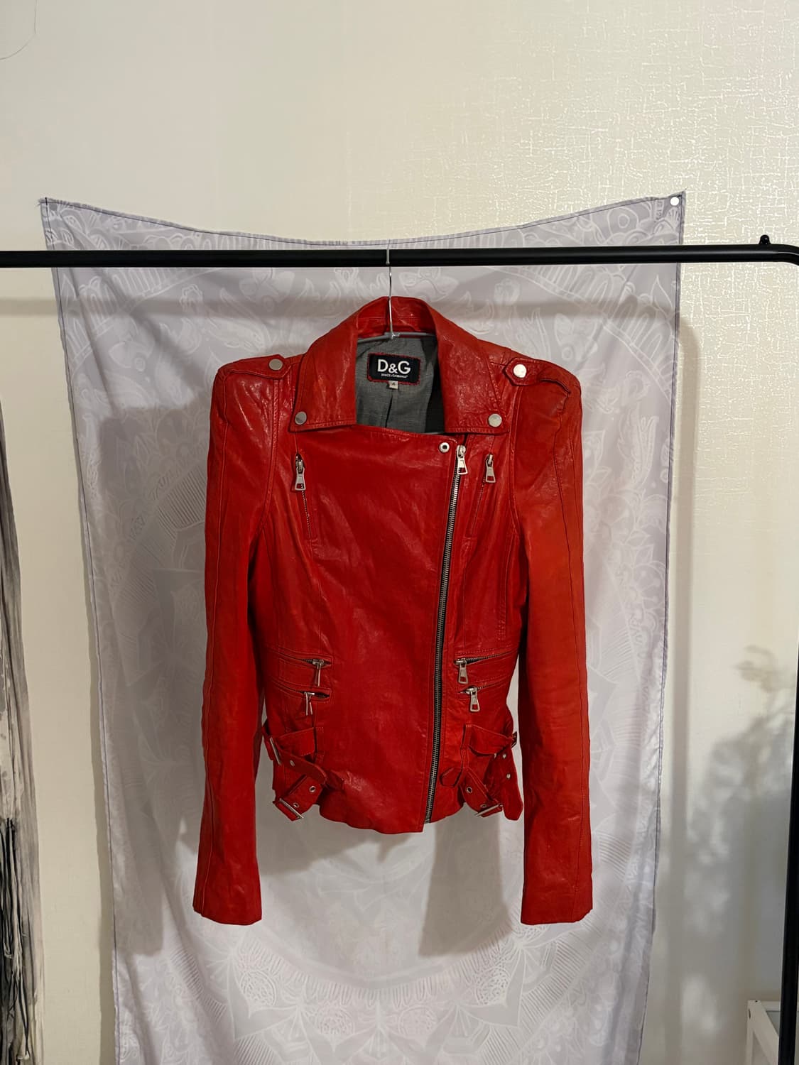 Dolce & Gabbana Red Leather Biker Jacket 상품이미지1