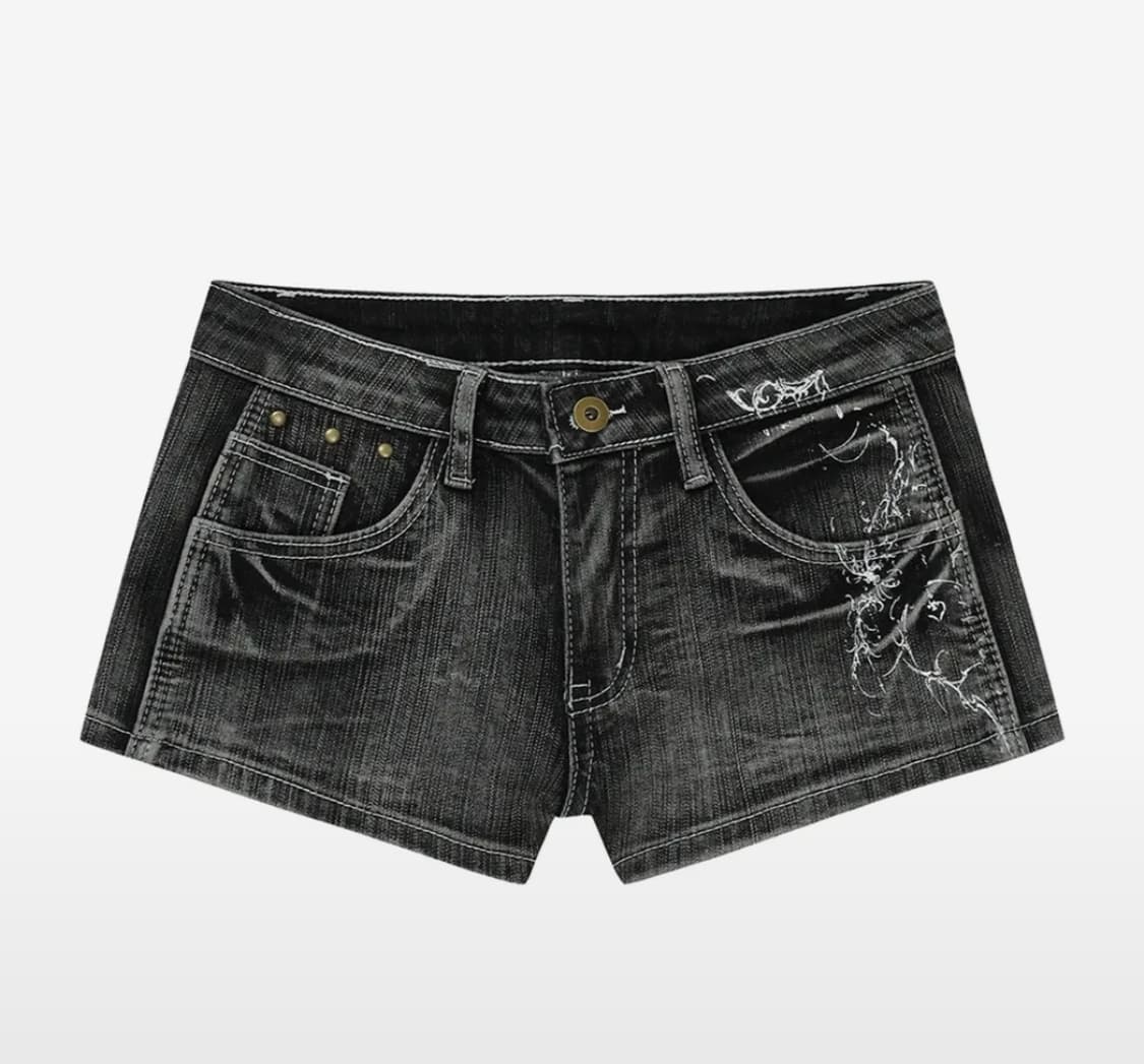 길라아카이브 타투 그래픽 데님 쇼츠 상품이미지1