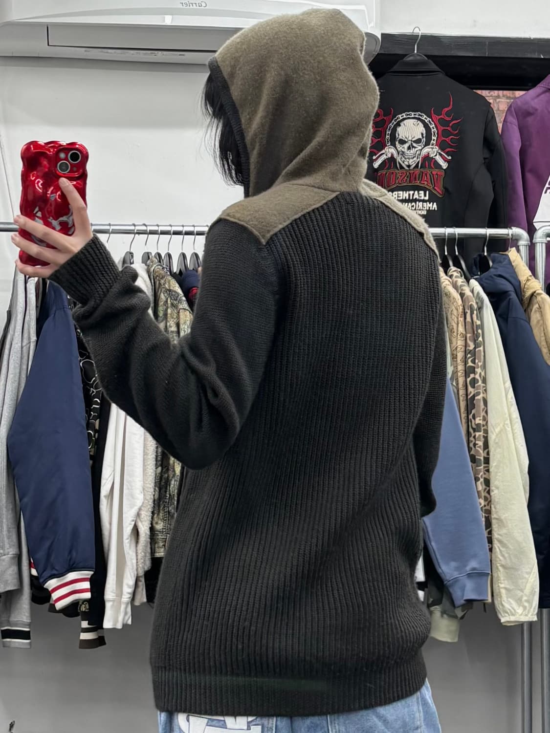 디젤 카키 울 니트 후드자켓 상품이미지4