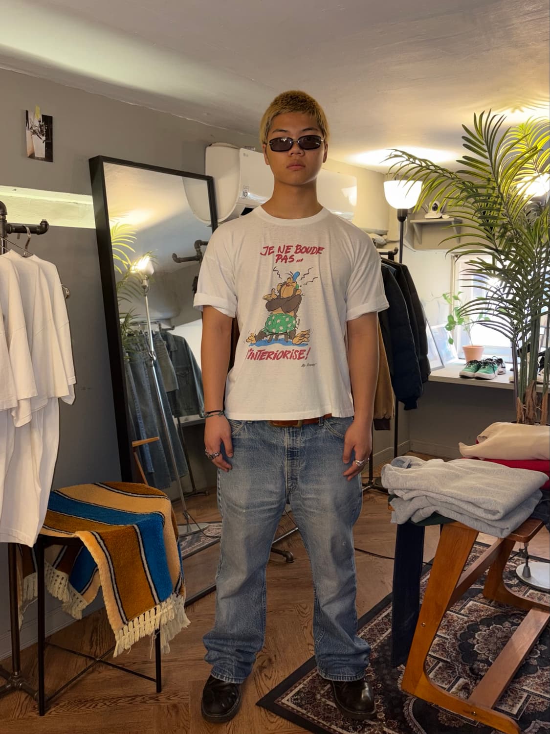 90‘s France humor cartoon print T-shirt  상품이미지3
