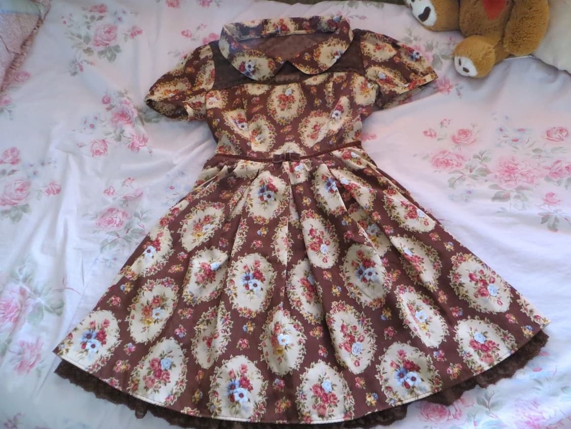 리즈리사 플로럴 초코원피스 라떼갸루 히메카지 로리타 모리걸 일본빈티지 상품이미지1