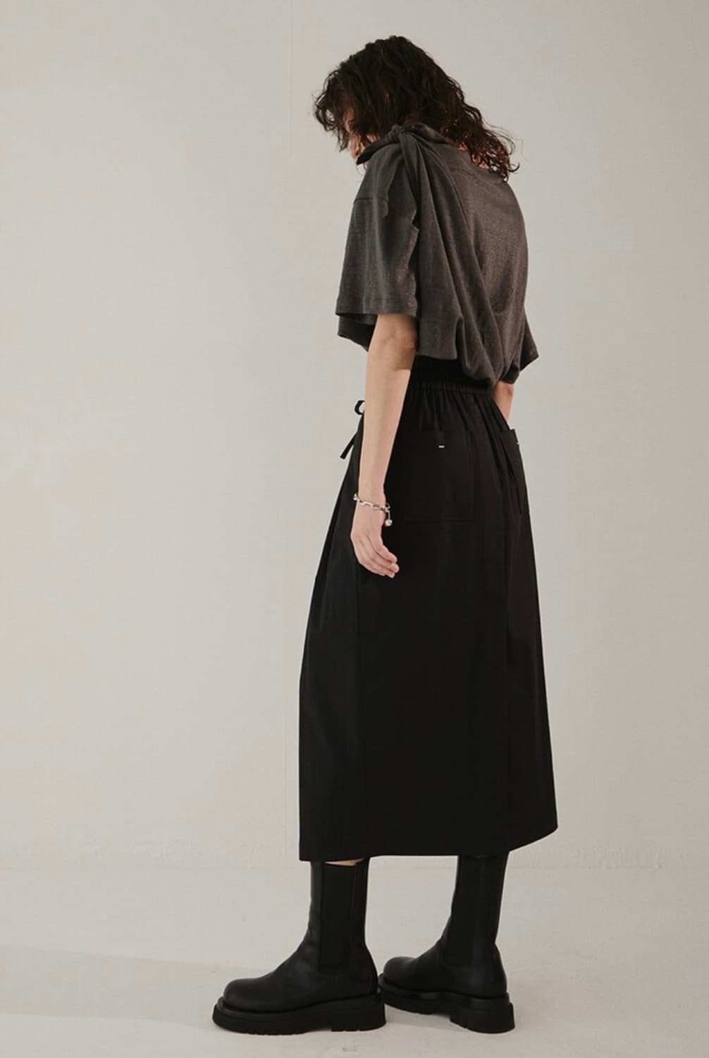 메종마레 cotton easy skirt 블랙 롱스커트 롱치마 상품이미지3